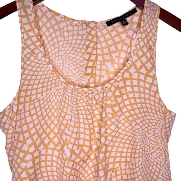 CYNTHIA STEFFE Zipper Back Sleeveless Top Size Medium in Orange and White Spiral - Picture 6 of 15